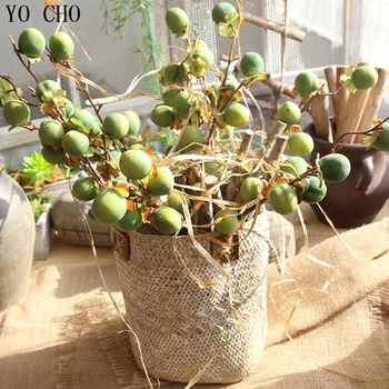 

YO CHO 1PC Miniature Artificial Berry Simulation Apple Fruit Home Decoration DIY Fake Flower Branch Outdoor Garden Decor