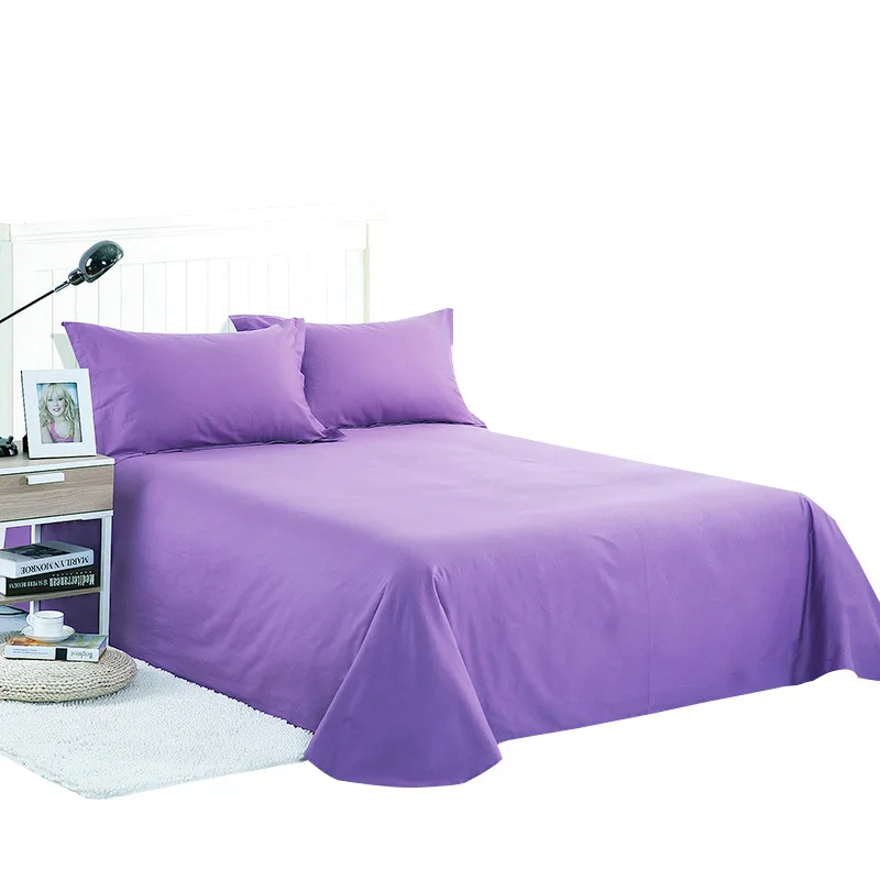 

100% Cotton Purple Color Flat Sheet For Children Adults Single Double Twill Bed Flat Bedsheets XF632-10