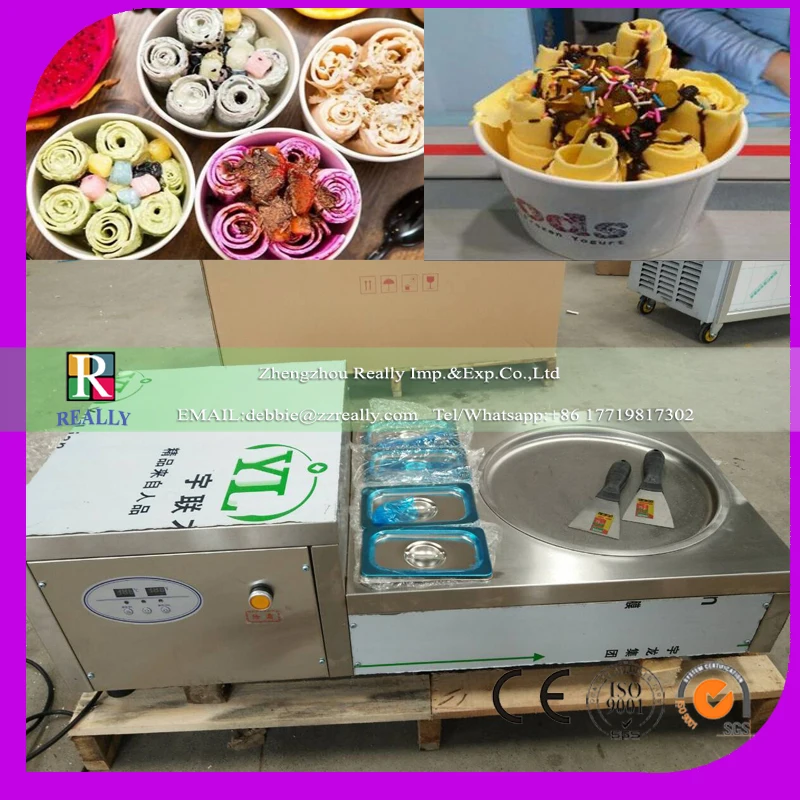 RL 1D4A flat pan fry ice cream machine thailand style roll fry ice