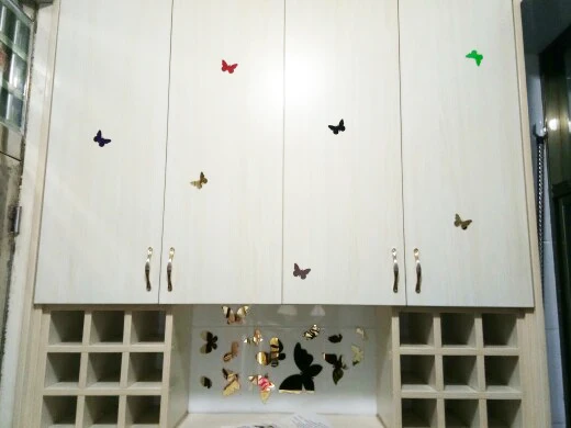 Новое поступление зеркальные акриловые наклейки на стену с бабочкой для детской комнаты романтические 3d DIY украшения серебристого и золотого цвета