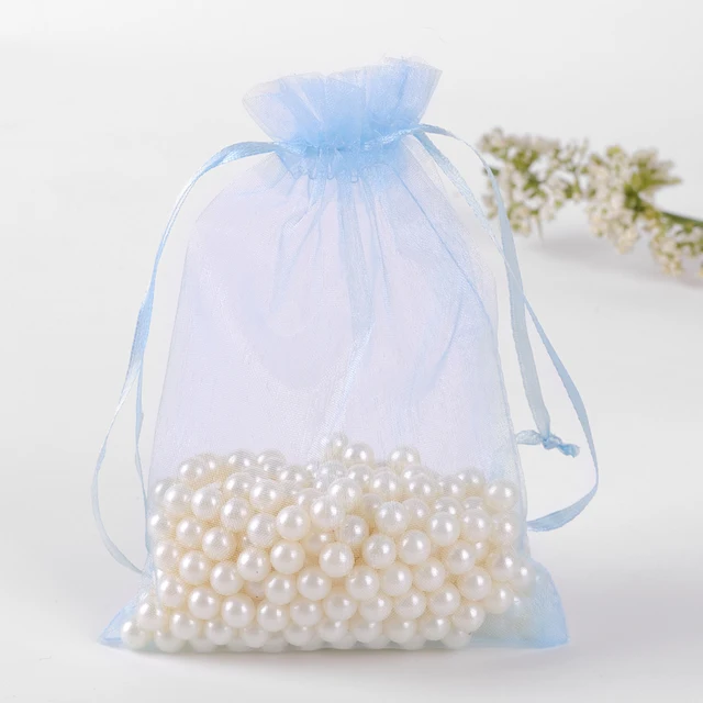 30x40cm Light Blue Gift Bags 50pcs Lot Drawstring Large Organza 30x40cm Light Blue Gift Bags 50pcs Lot Drawstring Large Organza For Slippers Packaging Can