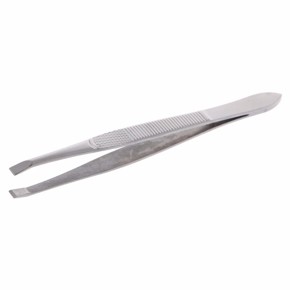 

FSHALL 9cm/3.54'' Professional Stainless Steel Eyebrow Hair Removal Tweezer Flat Tip Tool New