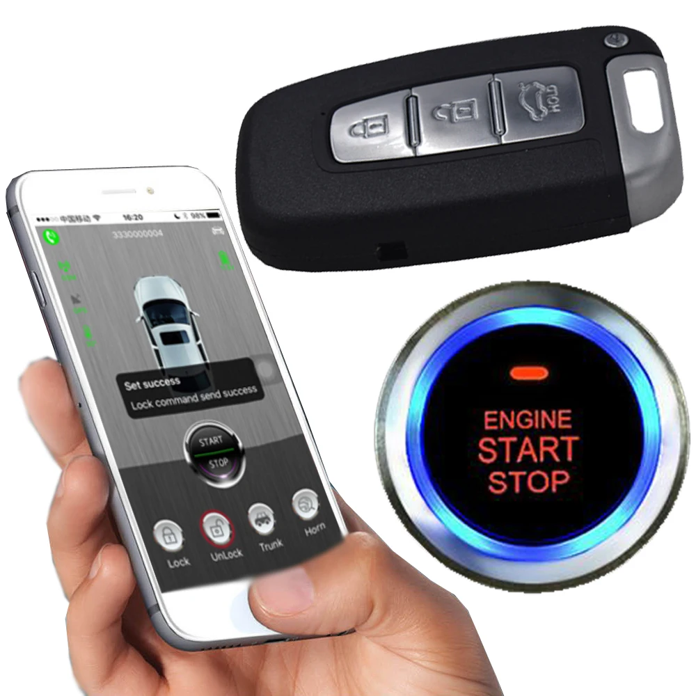 

gsm&gps car alarm security system with push engine start stop button supporting petrol or diesel car remote engine start stop