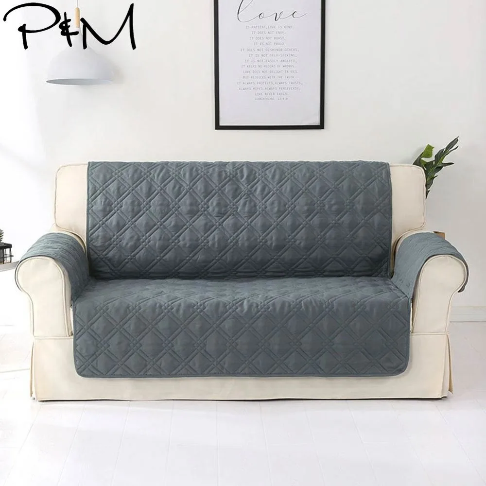 

2019 Grey Solid Simple Style Sofa Cover Slipcover Waterproof Anti-seepage Spandex/Polyester Sofa Towel Sectional Sofa