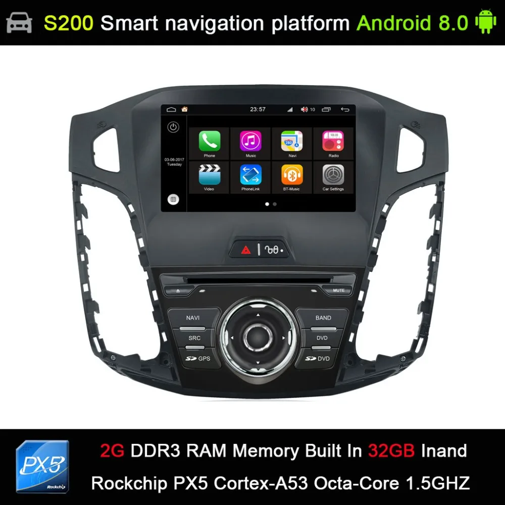 

auto Android 8.0 system PX5 Octa 8-Core CPU 2G Ram 32GB Rom Car DVD Radio GPS Navigation for Ford 2012 Focus
