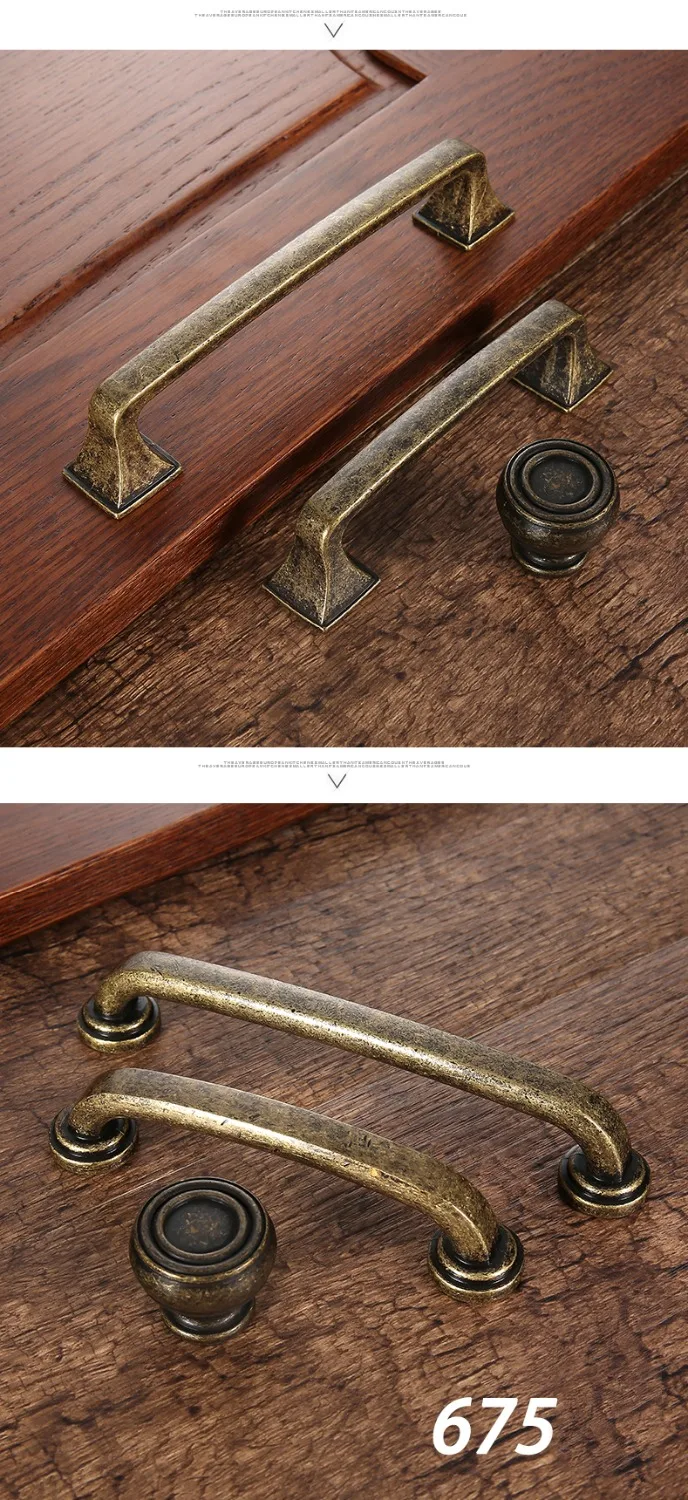 AOBT Retro Metal Antique Brass 96mm 128mm Kitchen Cabinet Door Handle Furniture Drawer Knobs Wardrobe Cupboard Pulls Handles 610