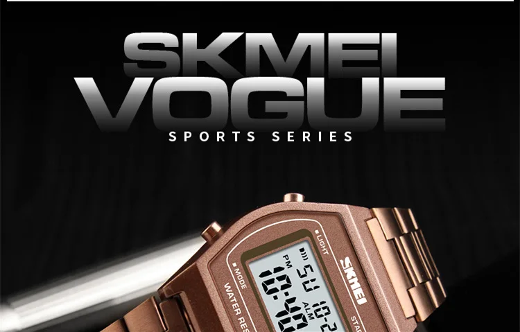 SKMEI 1328 Ladies Outdoor Sport Alloy Digital Watch Strap Business 12/24 Hours Digital