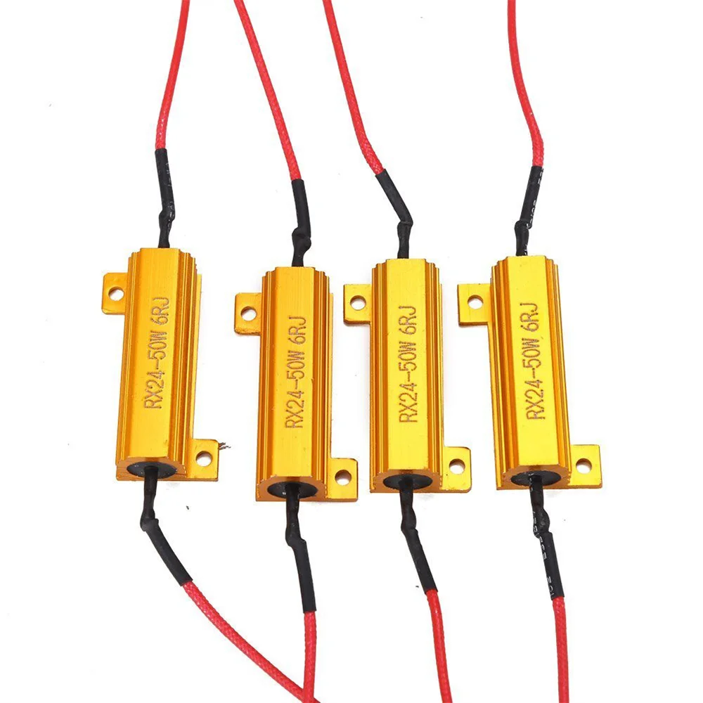 4 шт. 50 Вт 6RJ медный Автомобильный светодиодный сигнал поворота нагрузочные резисторы DC 12 В с 8 т-образными Т-образными кранами светодиодный фонарь быстрая гипер-вспышка поворотник