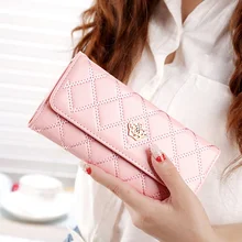 Womens Wallets and Purses Plaid PU Leather Long Wallet Hasp Phone Bag Money Coin Pocket Card Holder Female Wallets Purse 2019