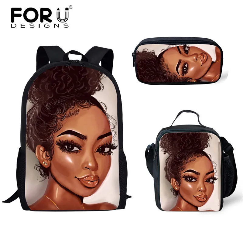 FORUDESIGNS школьные сумки африканские черные девушки прическа школьная сумка для девочки милые школьные сумки рюкзак Детская классная школьная сумка - Цвет: YQ3731CGK