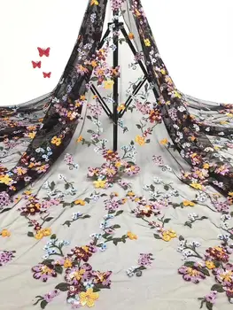 

African Sequins Lace 5yard Latest Nigerian Sequin lace Fabric For Sewing Dress flowers Tulle Lace Fabric JIAMAY291