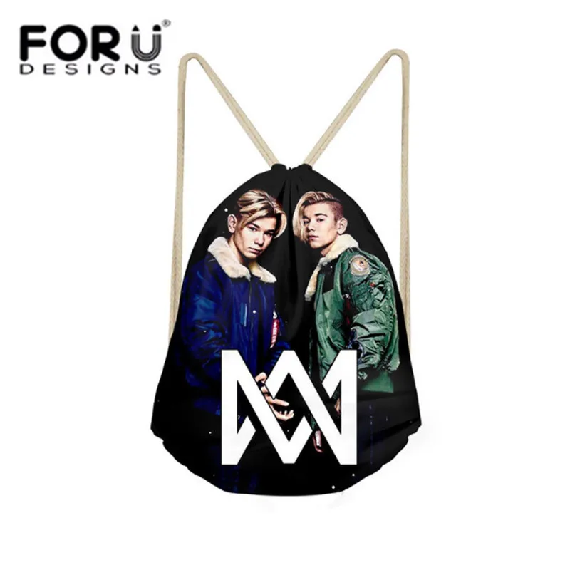 

FORUDESIGNS Marcus And Martinus Printing Drawstring Backpack For Women Casual String Bags Pop Daypack Mochila Kids School Bags