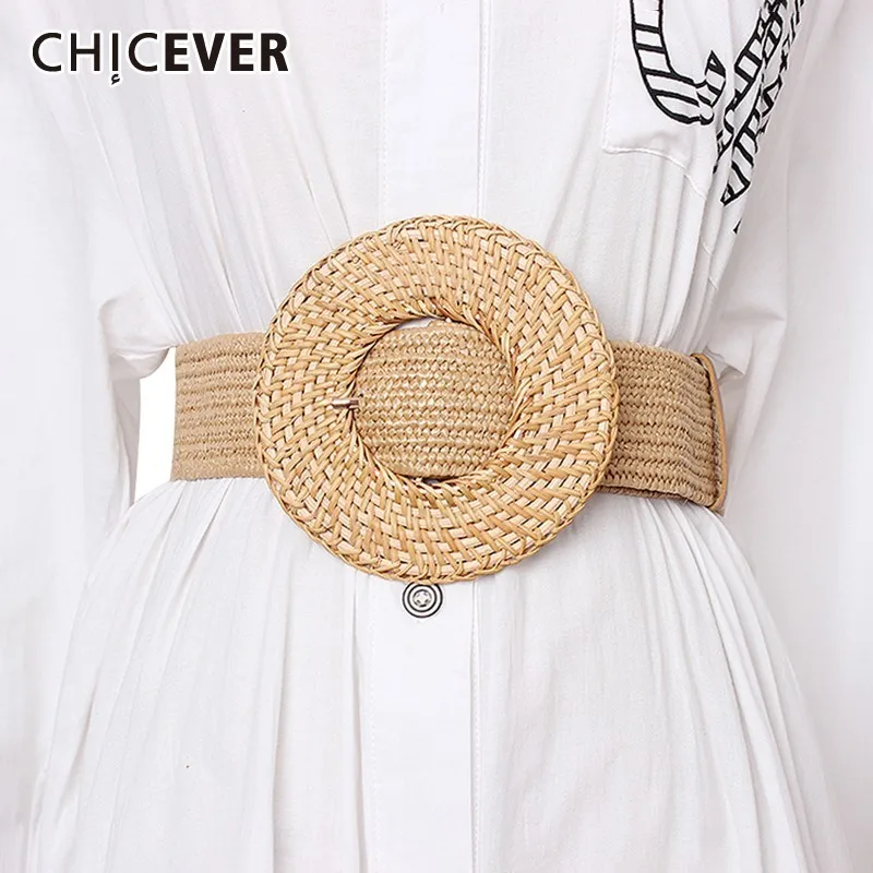 

CHICEVER Vintage Dresses Accessories Fashion New Tide 2019 Summer High Waist Striped Widely Belt For Women