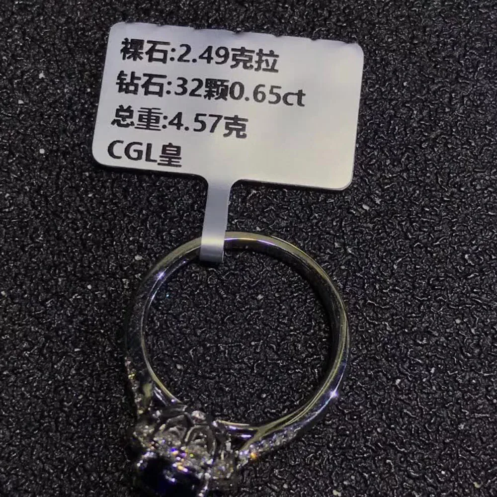  Fine bijoux usine classique luxe 18 k or afrique du sud véritable diamant 2.49ct saphir bleu nature