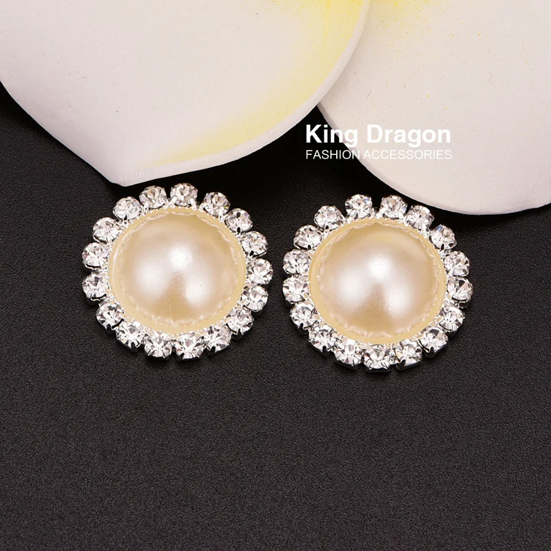 

Rhinestone Bling Buttons Used On Invitation Card 20MM Silver Color Flat Back DIY Buttons 100pcs/lot KD89