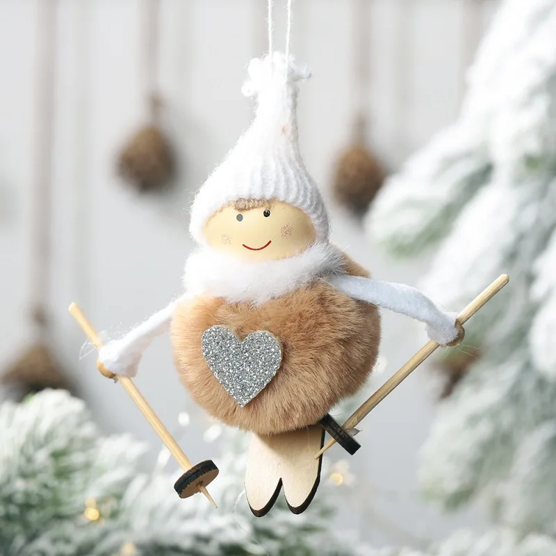Плюшевый Ангел для катания на лыжах, Рождественский кулон, украшение для праздника, праздничные настенные Плюшевые аксессуары для игрушечной куклы - Цвет: Светло-зеленый