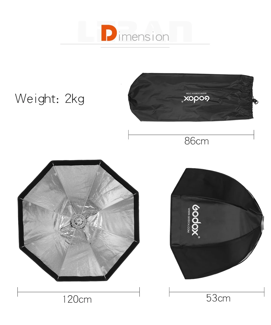 Godox 120 см Зонт удобный портативный восьмиугольный Зонт софтбокс для студийной вспышки с креплением Bowen
