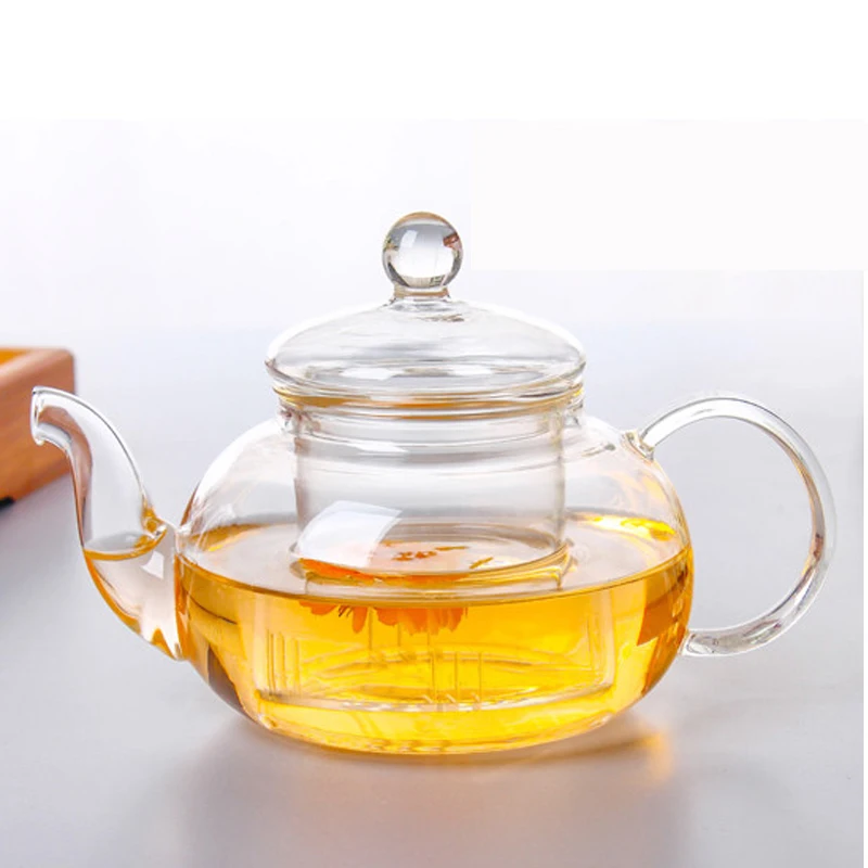 

High quality Heat Resistant Glass Flower Tea Pot,Practical Bottle Flower TeaCup Glass Teapot with Infuser Tea Leaf Herbal Coffee