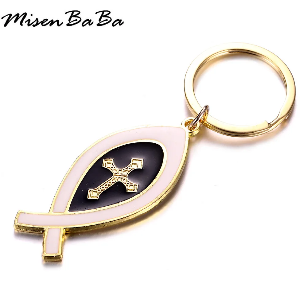 

Jesus Fish Key Chain Christ Enamel Fish Shape Cross Keychain Ladies Men's Christianity Church Key Chains Christmas Gifts