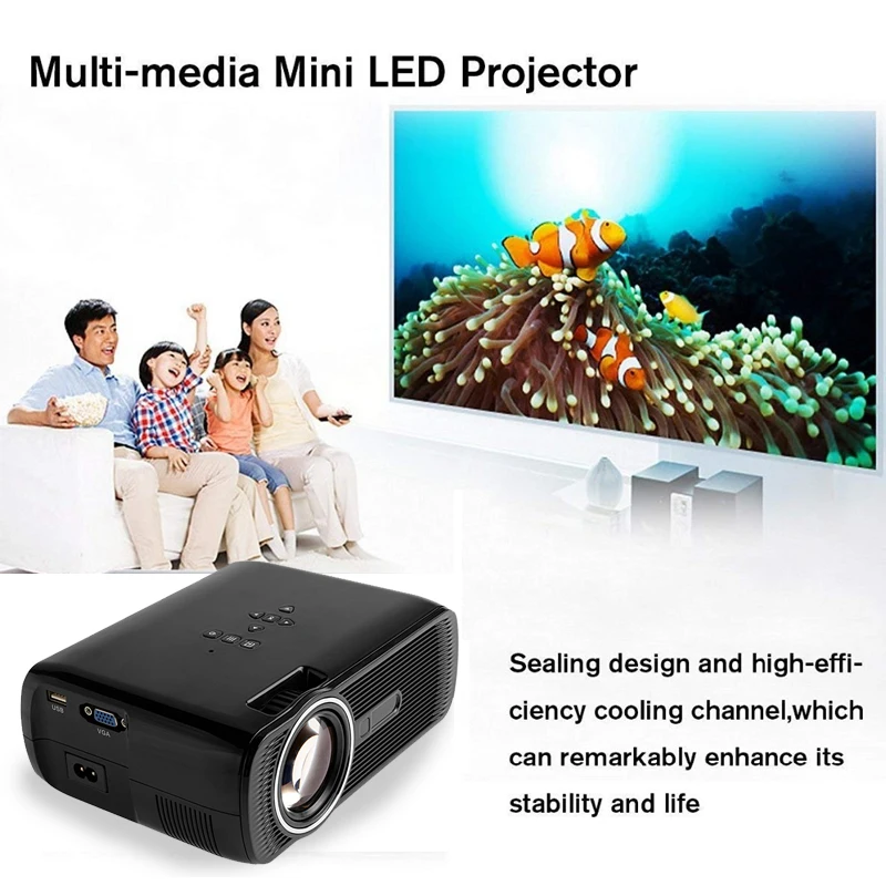 Умный мини проектор 2000 лм светодиодный Full HD 1080P для домашнего кинотеатра HDMI VGA USB