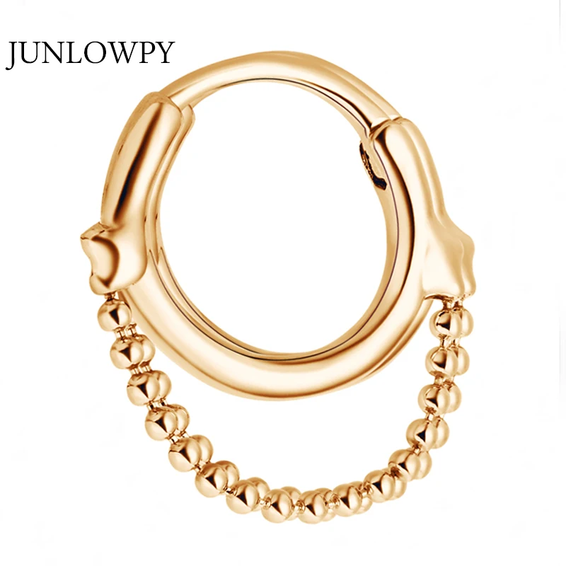 

JUNLOWPY 1pcs Crystal Gem Nose Ring Piercing Nariz Nex Body Jewelry Septum Fake Hoop Tragus Ear Cartilage For Woman