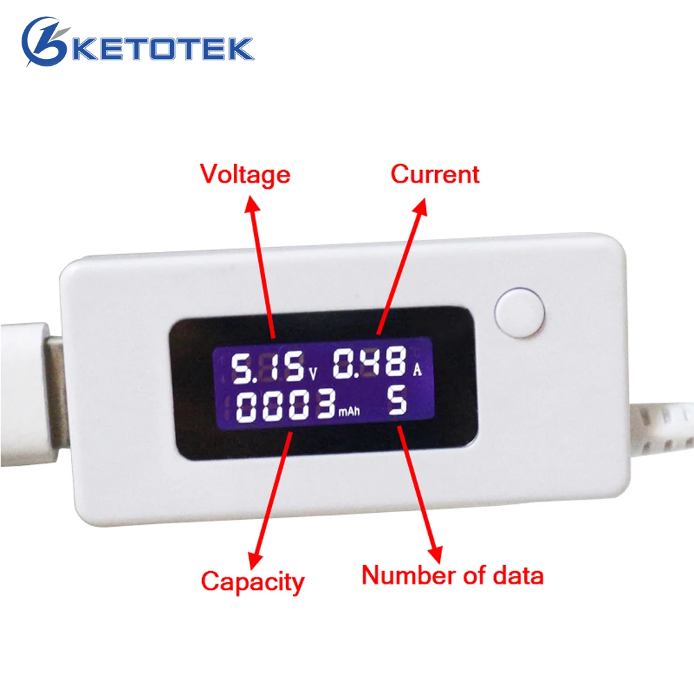 

USB Charger Capacity Current Voltage Tester Meter For Cell Phone Power LCD display Voltage Ampere monitor 3V-15V