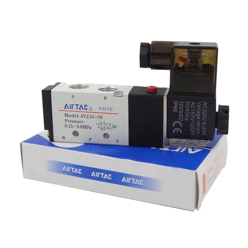 

20pcs free Shipping 2 Position 5 Port Air Solenoid Valves 4V210-08 Pneumatic Control Valve , DC12v DC24v AC36v AC110v 220v 380v