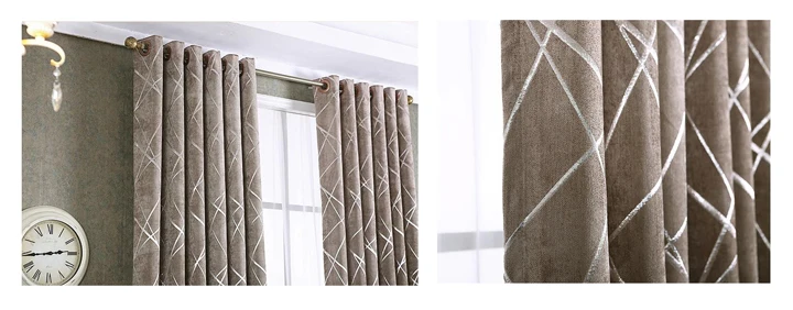 Ivory Blackout Jacquard Silver Curtains for Living Room Chenille American Modern Luxury Blind Fabric Stripe Drape Bedroom Window