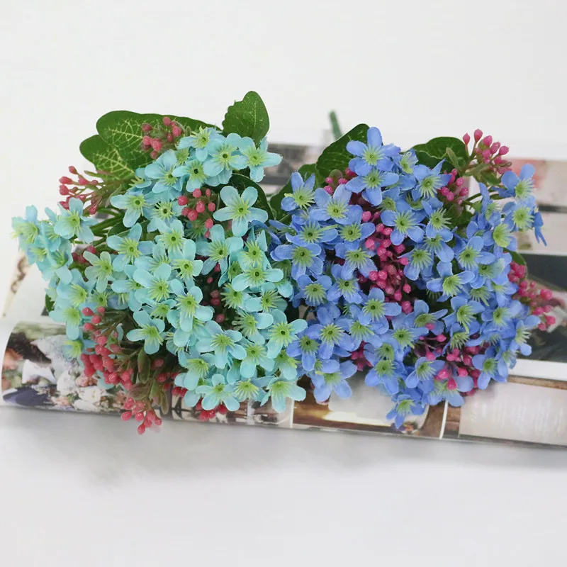 Flone Simulation European Gypsophila Flower Bouquet Small Daisy Dance Silk Flowers Decoration Wedding Flower Arrangement  (5)