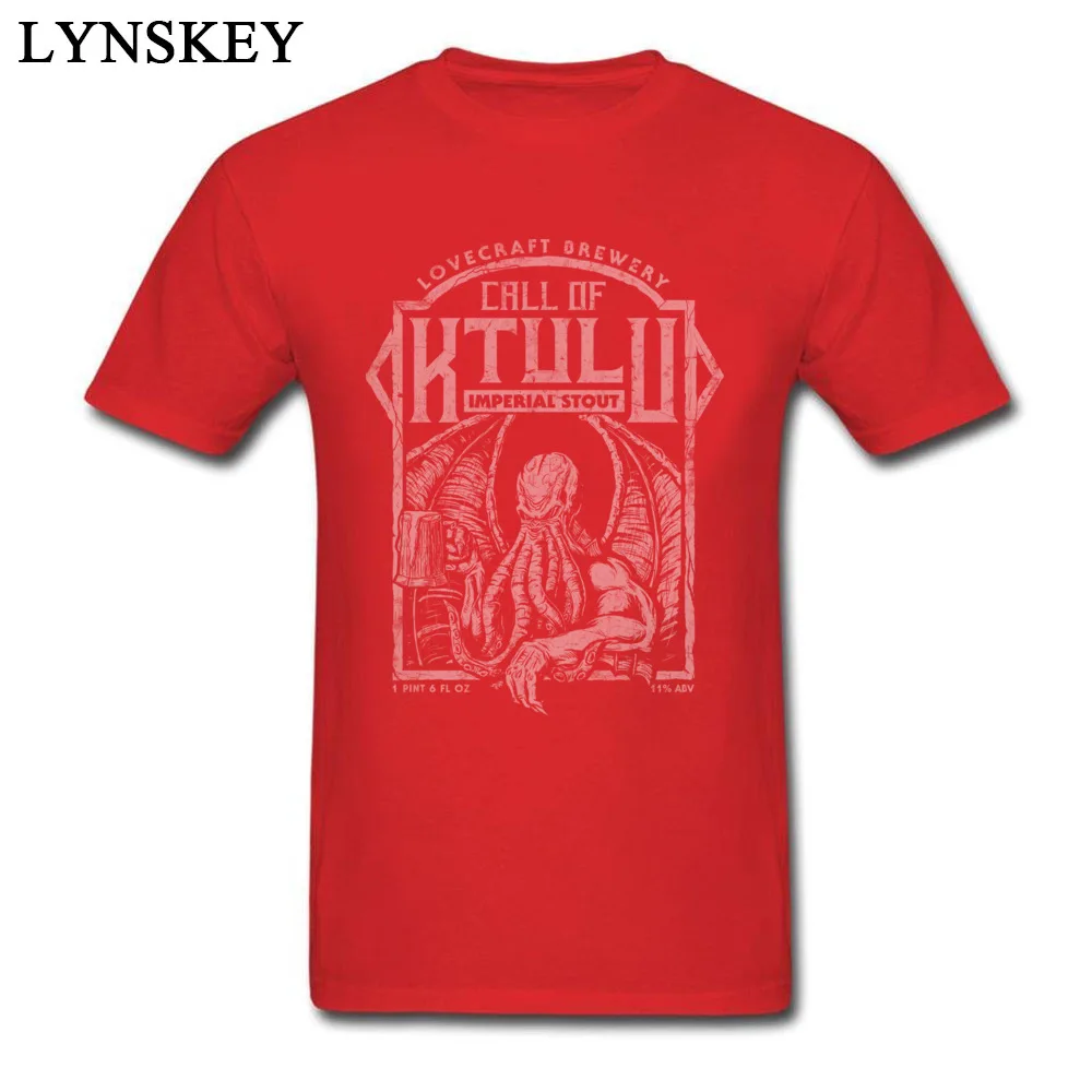 Fitted Simple Style Short Sleeve T Shirts Summer/Fall Crew Neck Cotton Fabric Tops T Shirt for Men Printed On Tee Shirts Call Of Ktulu red