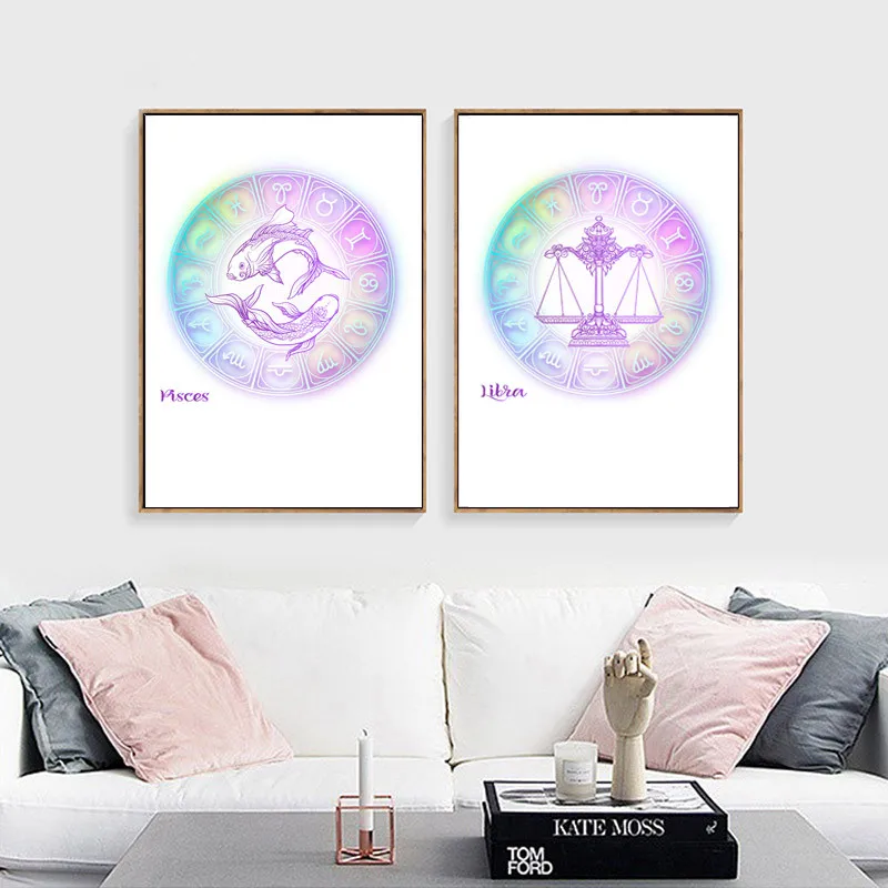 

Constellations Nursery Canvas Wall Art Prints Astrology Sign Posters Minimalist Multicolor Painting Nordic Kids Pictures Decor