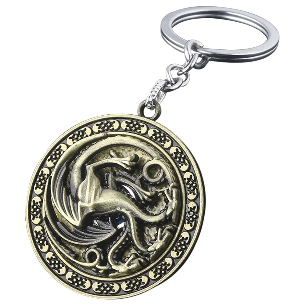 

Game of Thrones Keychain Rotatable Alloy Badge Key Chains Key rings House Stark of Winterfell Dragon rotated Pendant Accessories