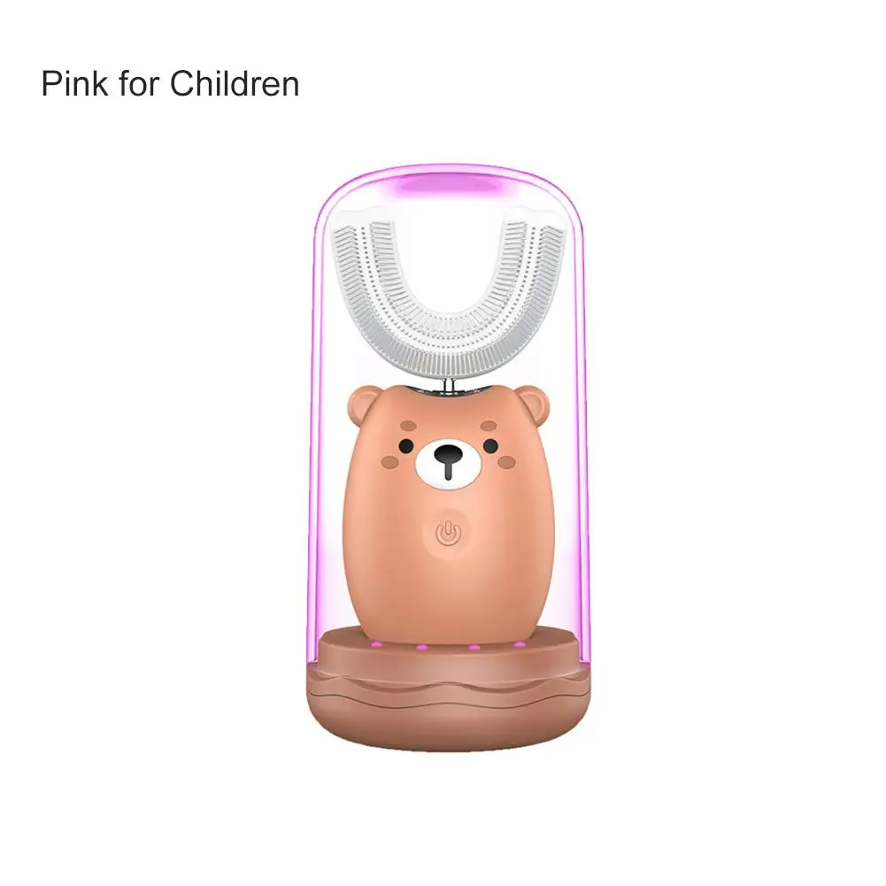 Водонепроницаемая звуковая волна Автоматическая u-образная зубная щетка для детей Blu-Ray отбеливающая электрическая зубная щетка - Цвет: Brown for Children