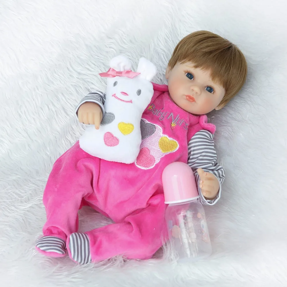 

NPK Raby Beborn Dolls 16 inch/ 40 cm Handmade Baby alive Bonecas Silicone Cloth Body Doll With Plush toys