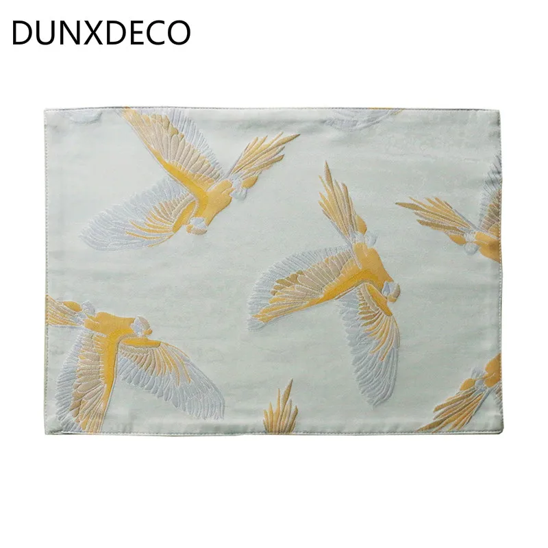 

DUNXDECO Table Placemat Cup Pot Pad Mat Vintage Chinese Birds Jacquard Table Cover Kitchen Accessories Home Decor 2PCS Set
