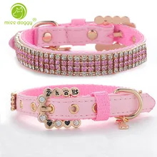 Bling Rhinestone Baby Pet Collar Personalized Buckle Polyester &Leather Cat Dog Collars Pink for Small Medium Dogs Chihuahua 