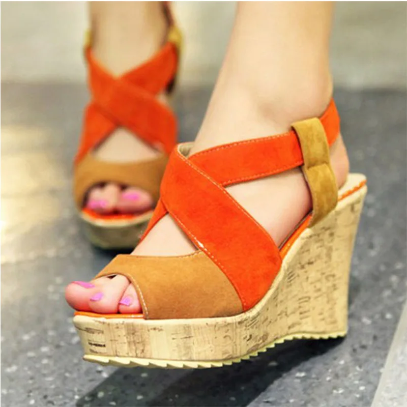 

New wedge sandals female fish mouth bohemian slope with waterproof platform Roman large size women's shoes