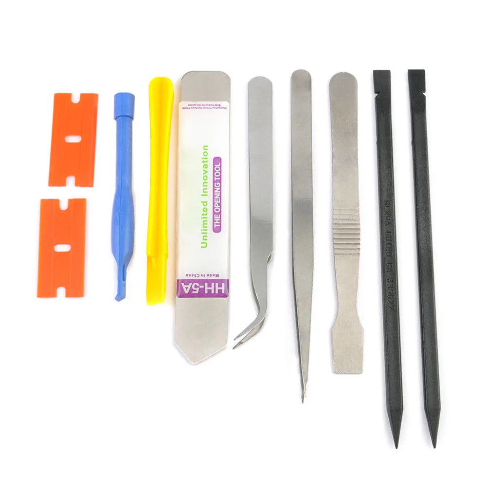 

10Pcs Set Cell Phone Repair Opening Pry Disassemble Tool Set Spudger Tweezer Kit 2019 Drop shipping