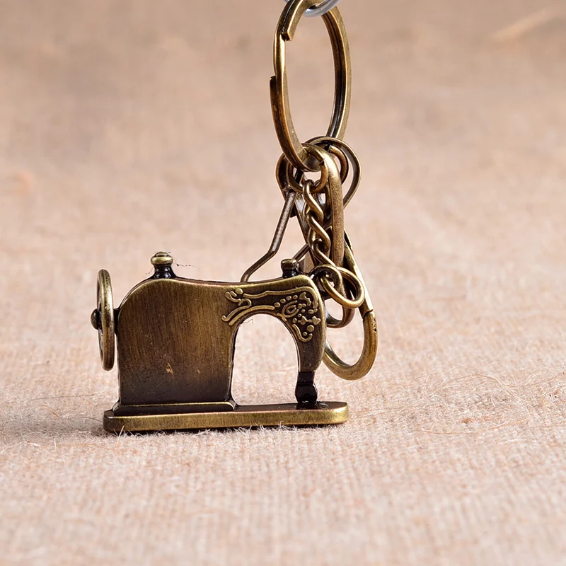 Bronze Sewing Machine Keyring Creative Retro DIY Pendant new fashionin