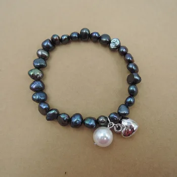 

100% nature freshwater pearl bracelet,black pearl bracelet