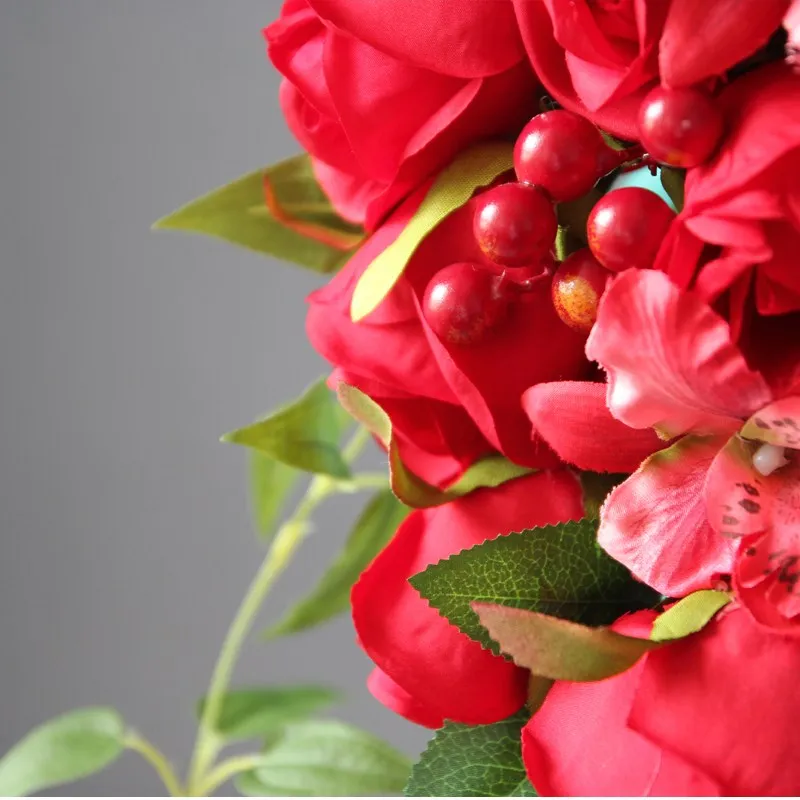 JaneVini шелк красный водопад свадебные букеты для свадьбы розы ручной работы свадебные букеты Каскадный букет De Mariage