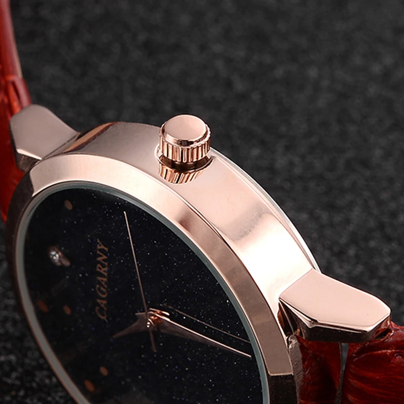 luxury brand cagarny quartz watch for women blue sky dials creative casual ladies watches rose gold case drop shipping (31)