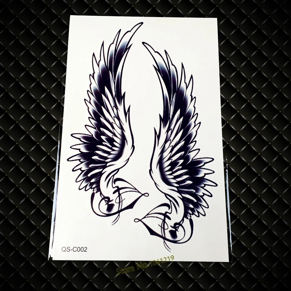 

Cool Fashion Large black arm tattoo GQS-C002 sexy angel wings feather design back tattoo women henna waterproof temporary tattoo