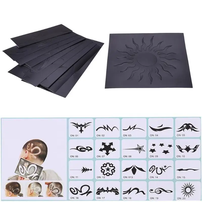

20pcs Print Cardboard Carved Coloring Pattern Stencil Hair Tattoo Templates Hair Styling Tool Tattoo Supplies