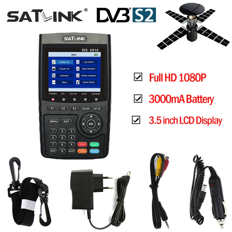 [Подлинный] Satlink WS6916 спутниковый искатель HD DVB-S2 Высокое разрешение LNB спутниковый измеритель MPEG-4 Satlink WS6916 ТВ тюнер Satfinder