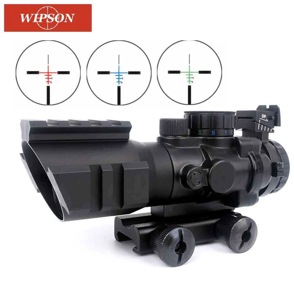 WIPSON 4x32 Acog Riflescope 20 мм ласточкин хвост рефлекс оптика Сфера Тактический прицел для пневматической винтовки снайперская Лупа air Soft