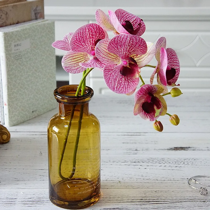 3D печать 6 головок искусственный Орхидея Шелковый фаленопсис для дома Свадебные украшения сада осенние украшения поддельные цветы