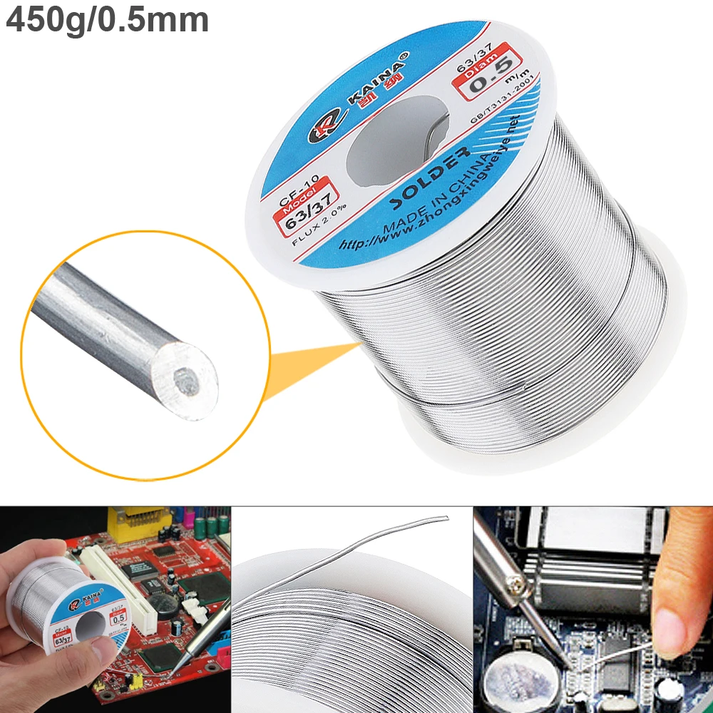 

63/37 450g 0.5mm Tin Fine Wire Core Rosin Solder Wires with 2% Flux and Low Melting Point for Electric Soldering Iron