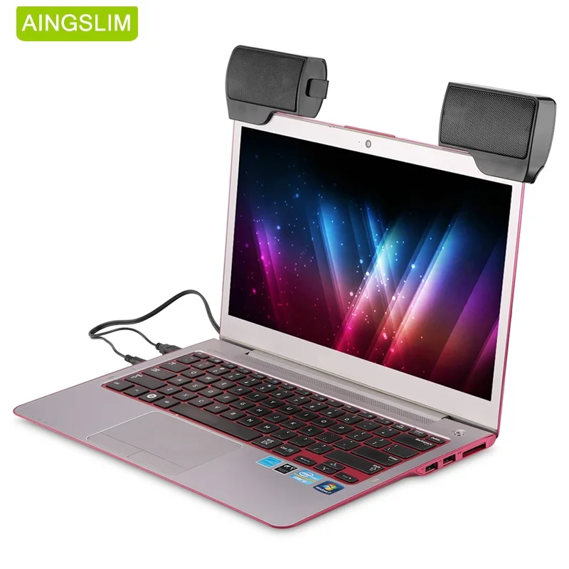 AINGSLIM Portable Mini Stereo Speaker USB Wired 3 5mm Jack Speakers for Notebook Laptop PC font