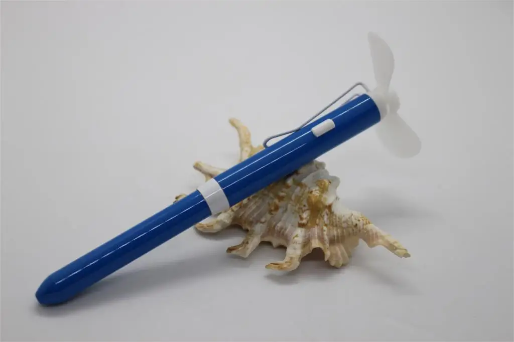 Новейший Вентилятор ручка мини вентилятор с металлическими шариковыми ручками многофункциональные электронные металлические ручки с подарочными коробками для офиса и студентов - Цвет: Blue